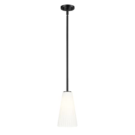 Z-Lite Farrell 1 Light Pendant, 6in. W x 11in. H, Matte Black 3043P6-ROD-MB